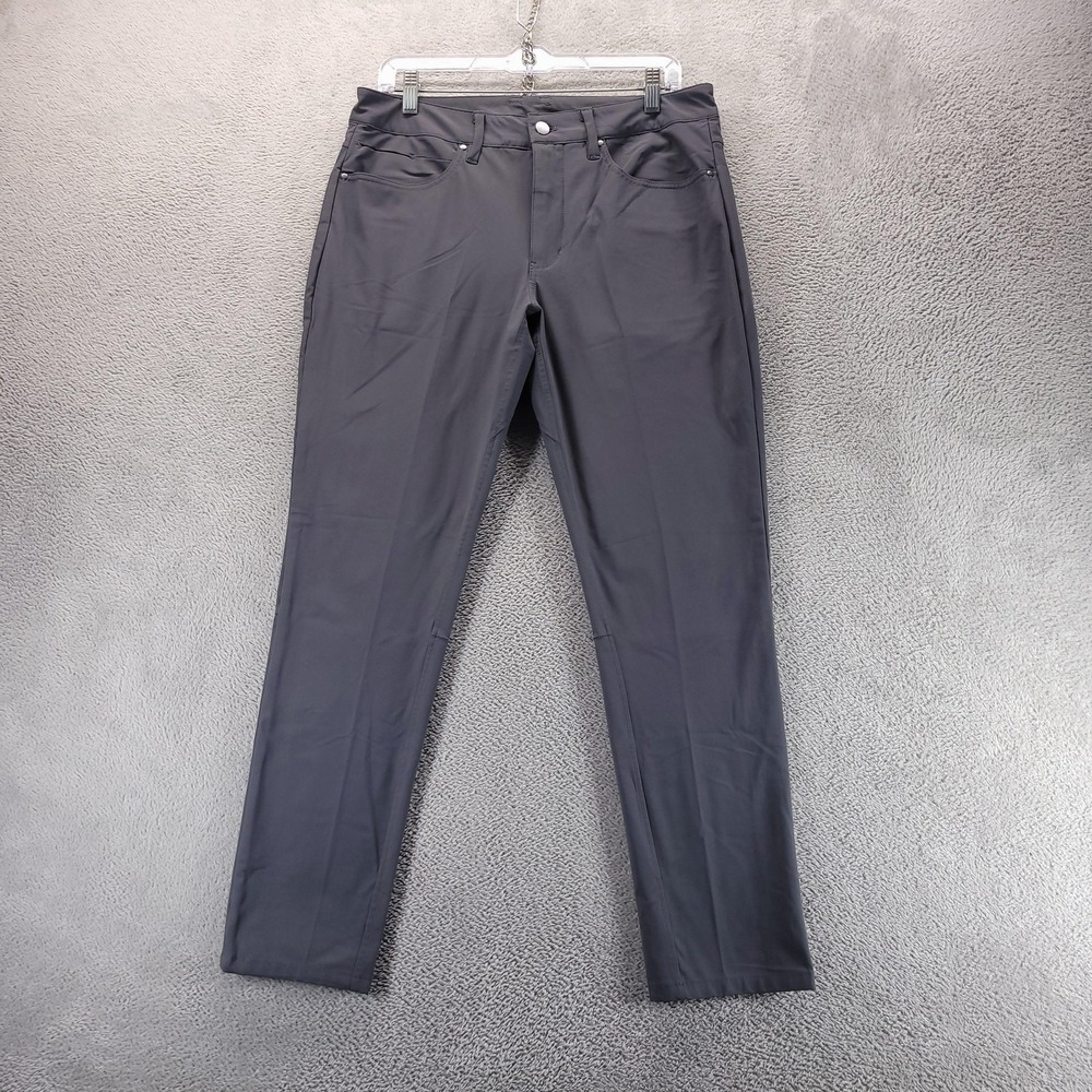 Cuts AO Pants Mens 32x32 Gray Slim Chino Trousers Flat Front Stretch Office Work